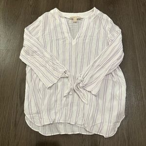 Michael Kors, Purple/White Striped Blouse Size M
